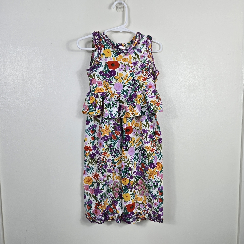 Girls White Purple Wildflower Garden Peplum‎ 2 Piece Outfit 5Y Unbranded Cottage